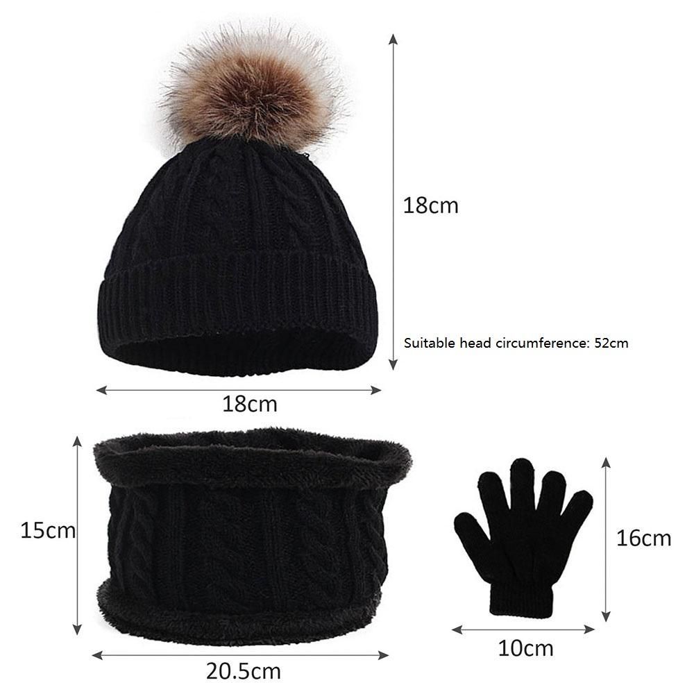 Hat Scarf Gloves Set Knitted Warm Hat Mittens Neck Warmer for Boys Girls