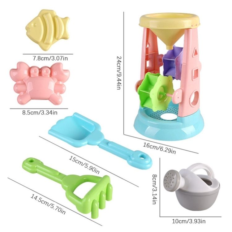 6 In 1 Summer Children Beach Play Sand Toys Sandglass Toy Set Sandglass Set