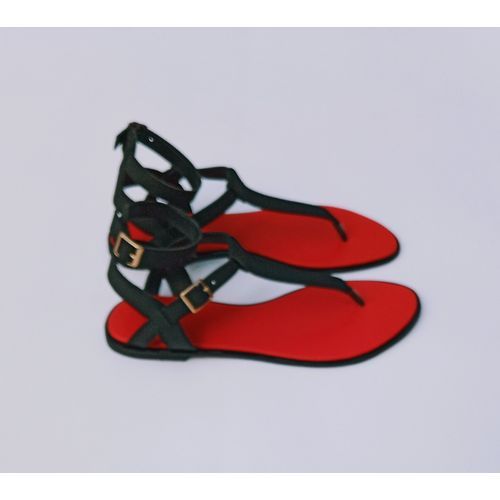 Female Flat Heeled Sandal - Red Insole