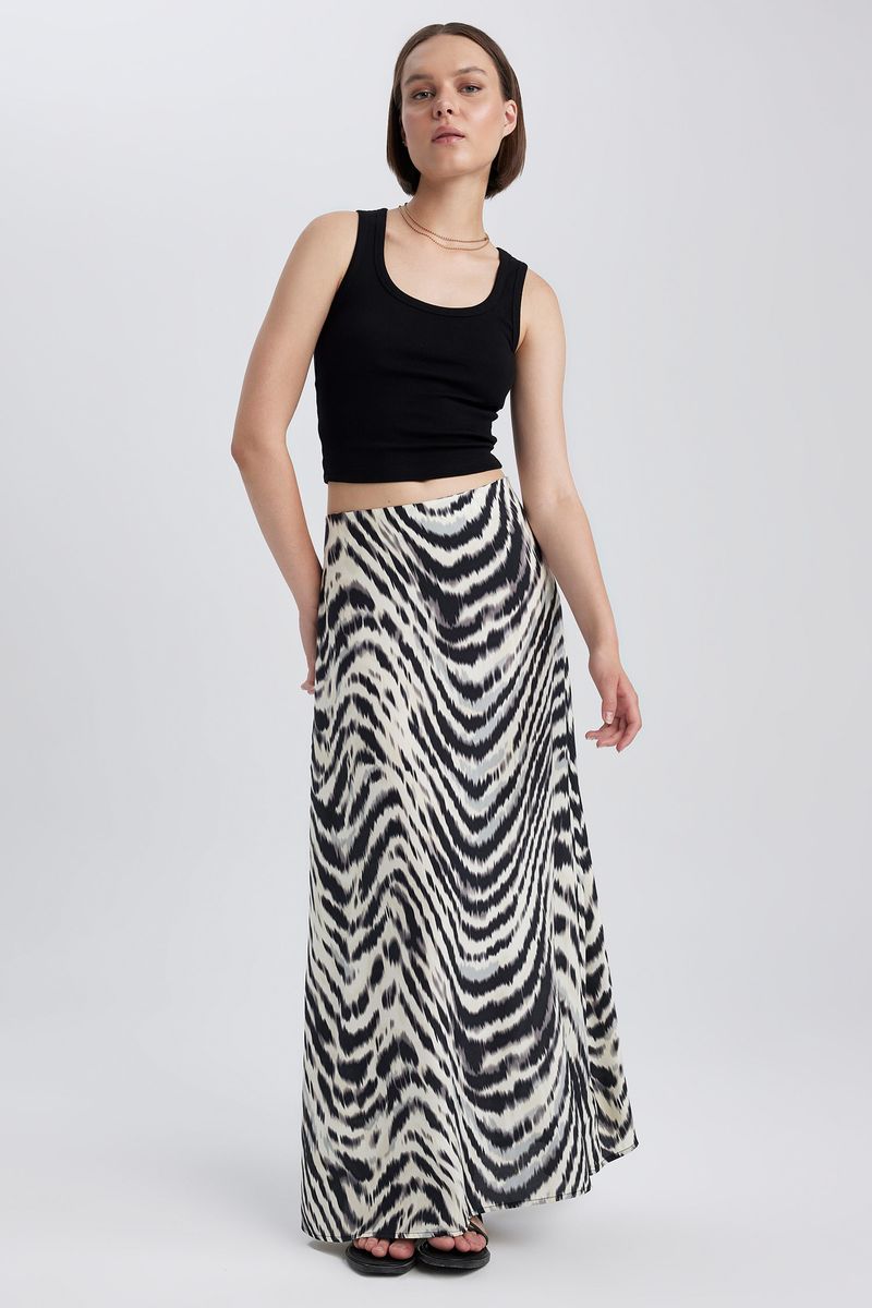 Woman Young Straight Woven Skirt - Black