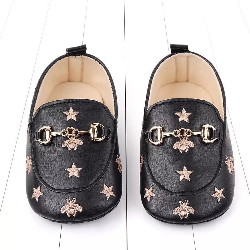 Baby Boy Shoe Loafers With Stars - Brown/Black
