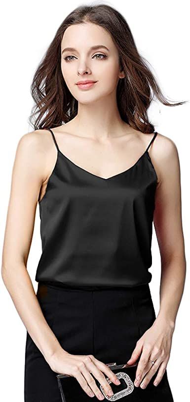 3 Pack Of Women's Silk Satin Tank Cami Plain Sleeveless Strappy Camisole Vest Casual Tops