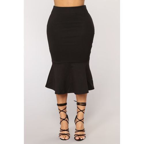 Black Corporate Midi Peplum Skirt