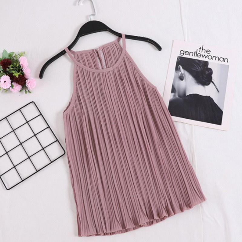 Women Summer Slim Tank Tops Camisole Chiffon Halter Off Shoulder O-neck