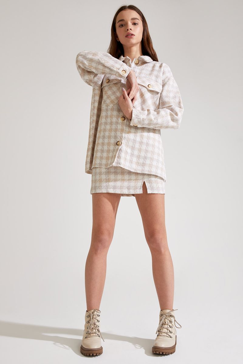 Woman Slim Fit  Woven Skirt - Ecru