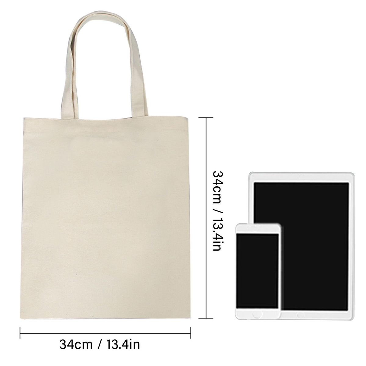 10PCS Canvas Bag Handbag Large Capacity Solid Color Foldable Reusable Lightweight Shopping Bag Cloth Bag Tote Bag