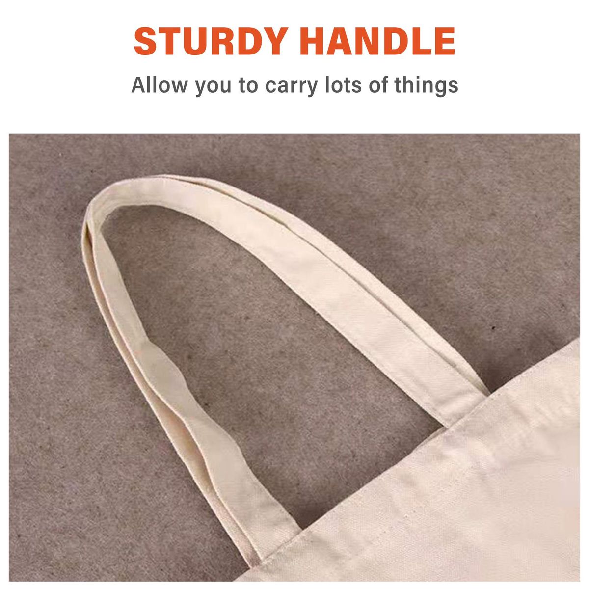 10PCS Canvas Bag Handbag Large Capacity Solid Color Foldable Reusable Lightweight Shopping Bag Cloth Bag Tote Bag