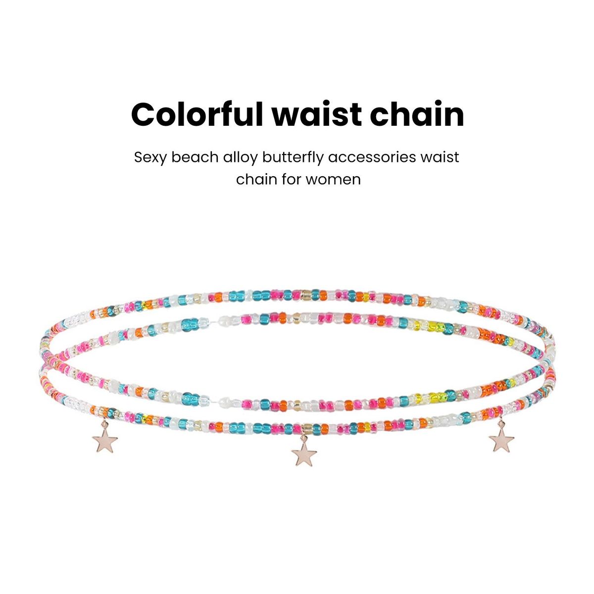 Waist Chain Heart Shell Star Pendant Stretch Waist Chain A