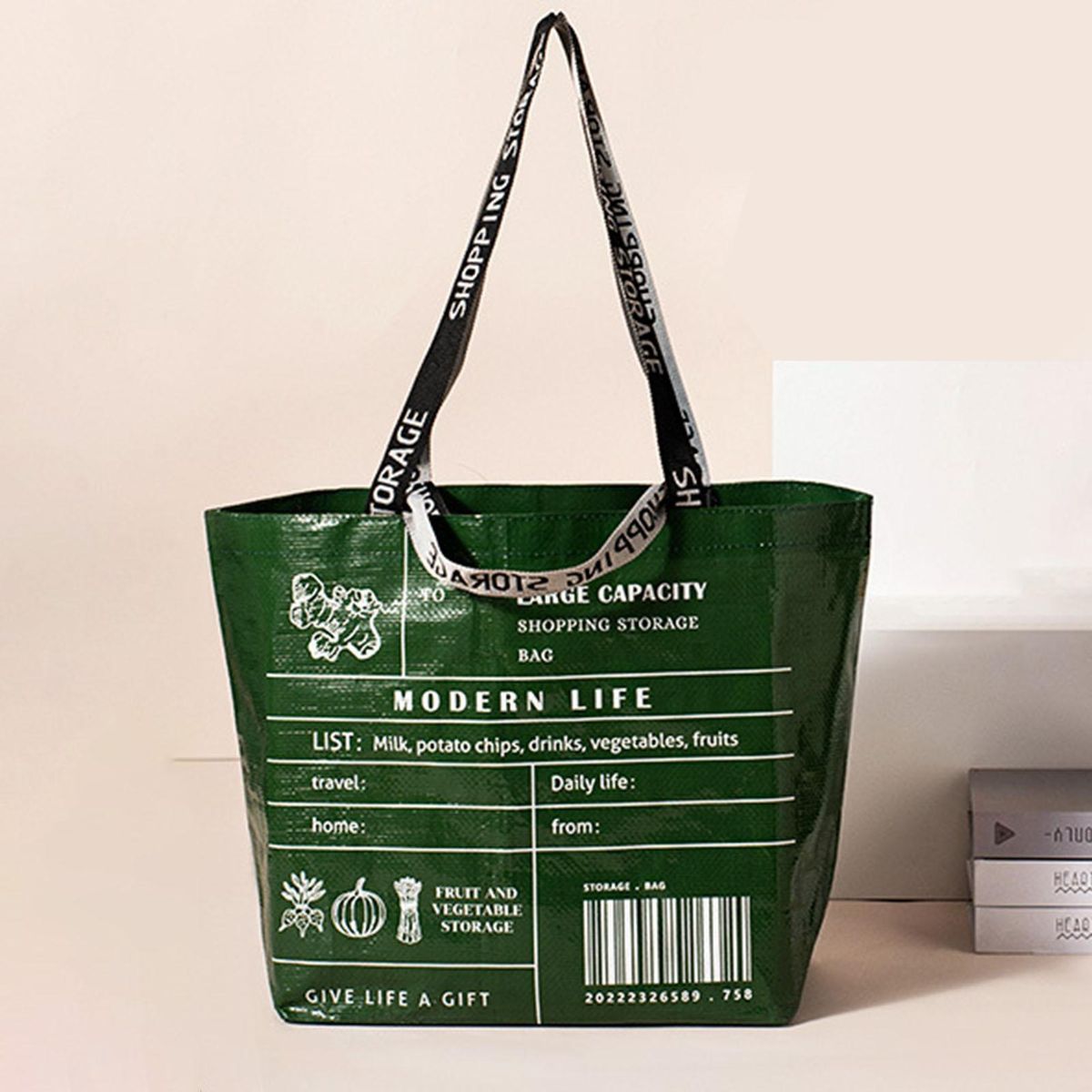 Shopping Handbag Large Capacity Storage Shopping Handbag Green