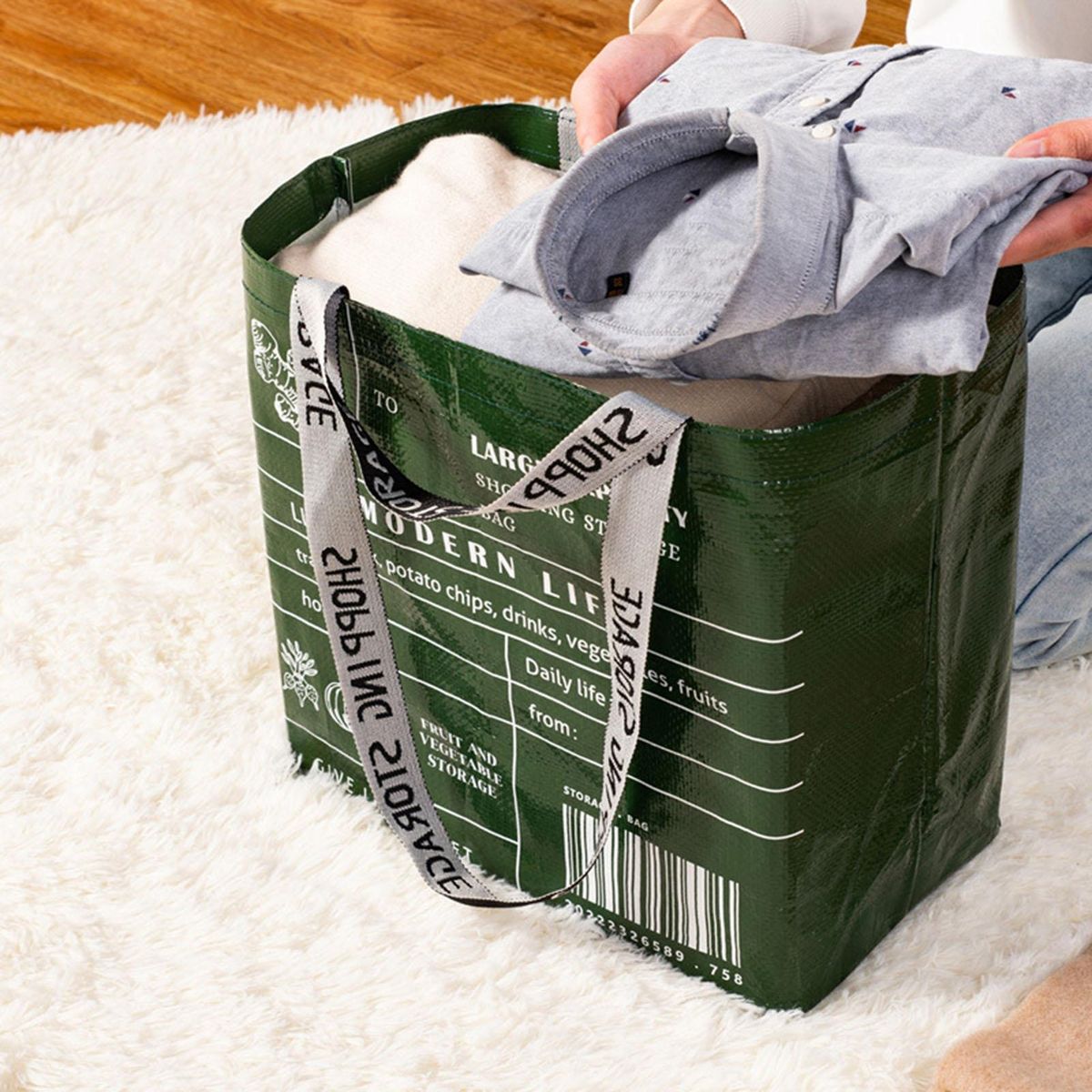 Shopping Handbag Large Capacity Storage Shopping Handbag Green