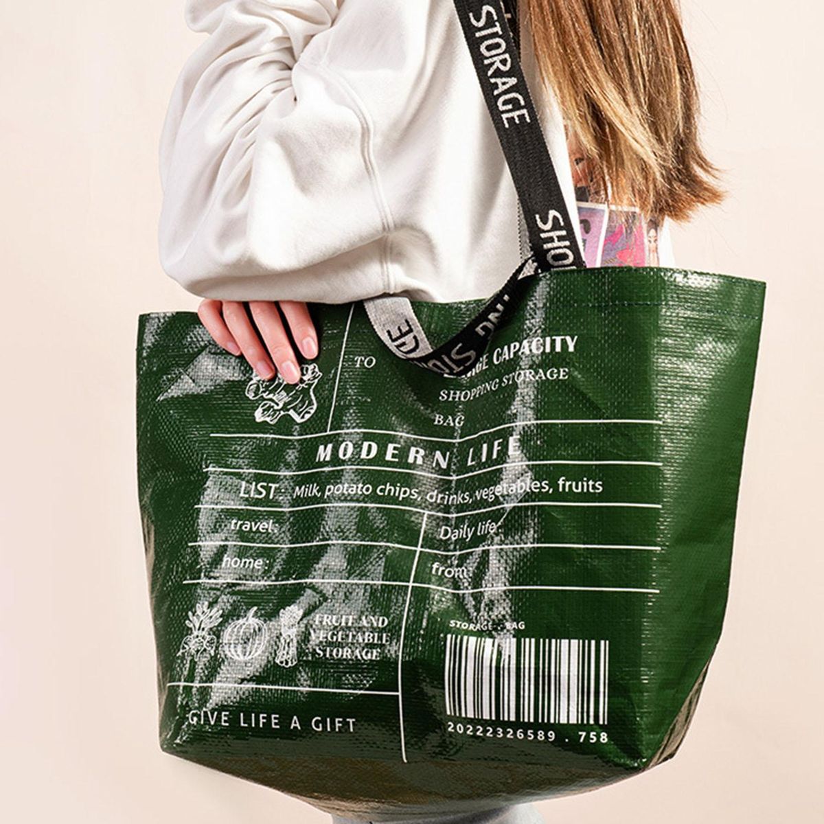 Shopping Handbag Large Capacity Storage Shopping Handbag Green