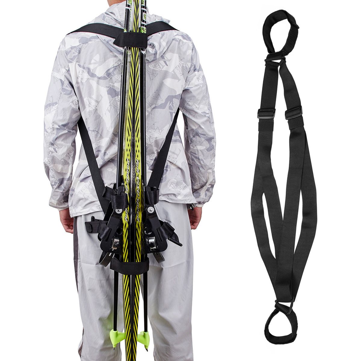 Ski And Poles Backpack Carrier Straps Adjustable Ski