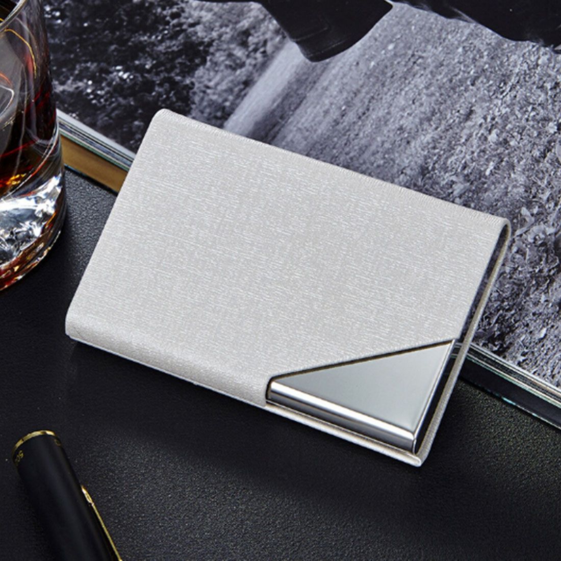 2 PCS Oracle Bone Texture Business Card Holder Wallet Credit Card ID Case Holder,