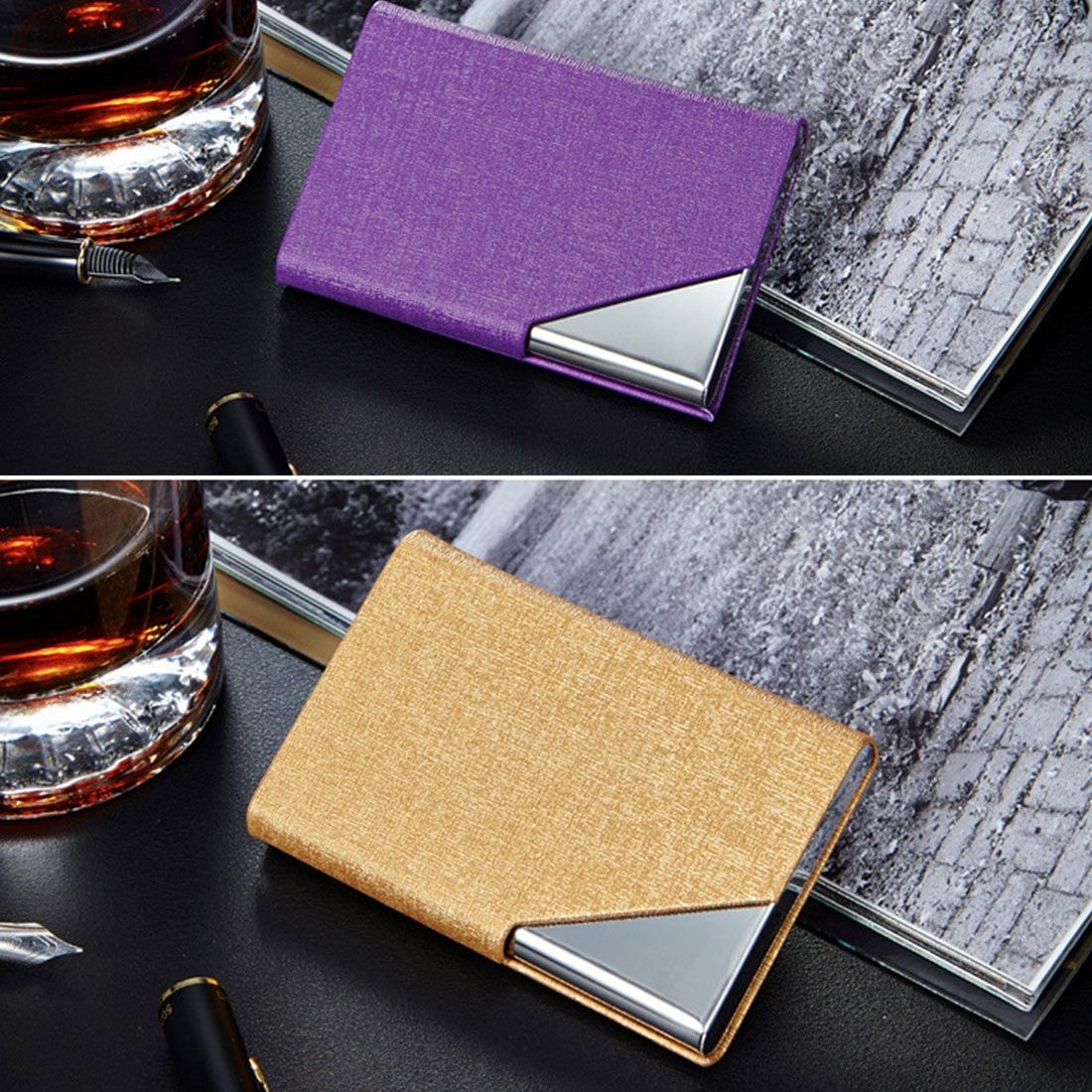 2 PCS Oracle Bone Texture Business Card Holder Wallet Credit Card ID Case Holder,