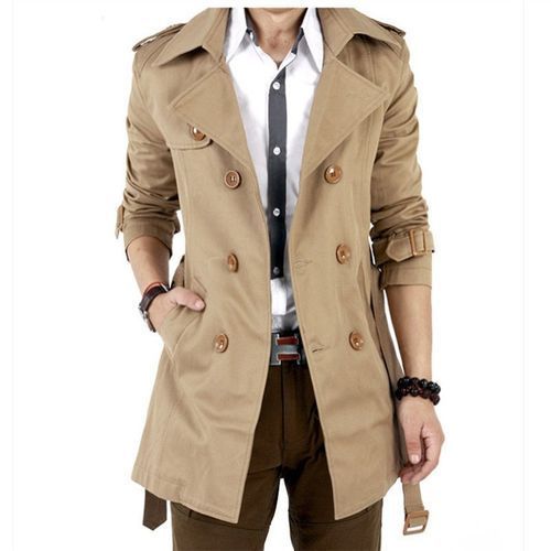 New Style Double Breasted Men Jacket Coat Long Section Fashion Trench Coat