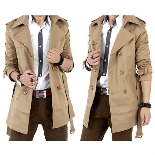 New Style Double Breasted Men Jacket Coat Long Section Fashion Trench Coat