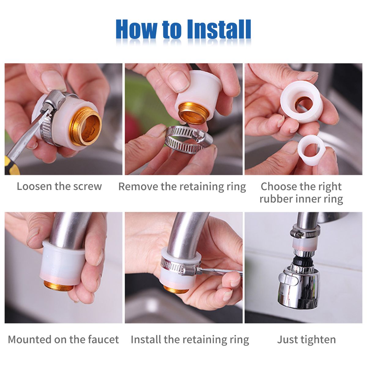 5PCS Faucet Adapter Kit Aerator Adapter Set Rubber Adapter
