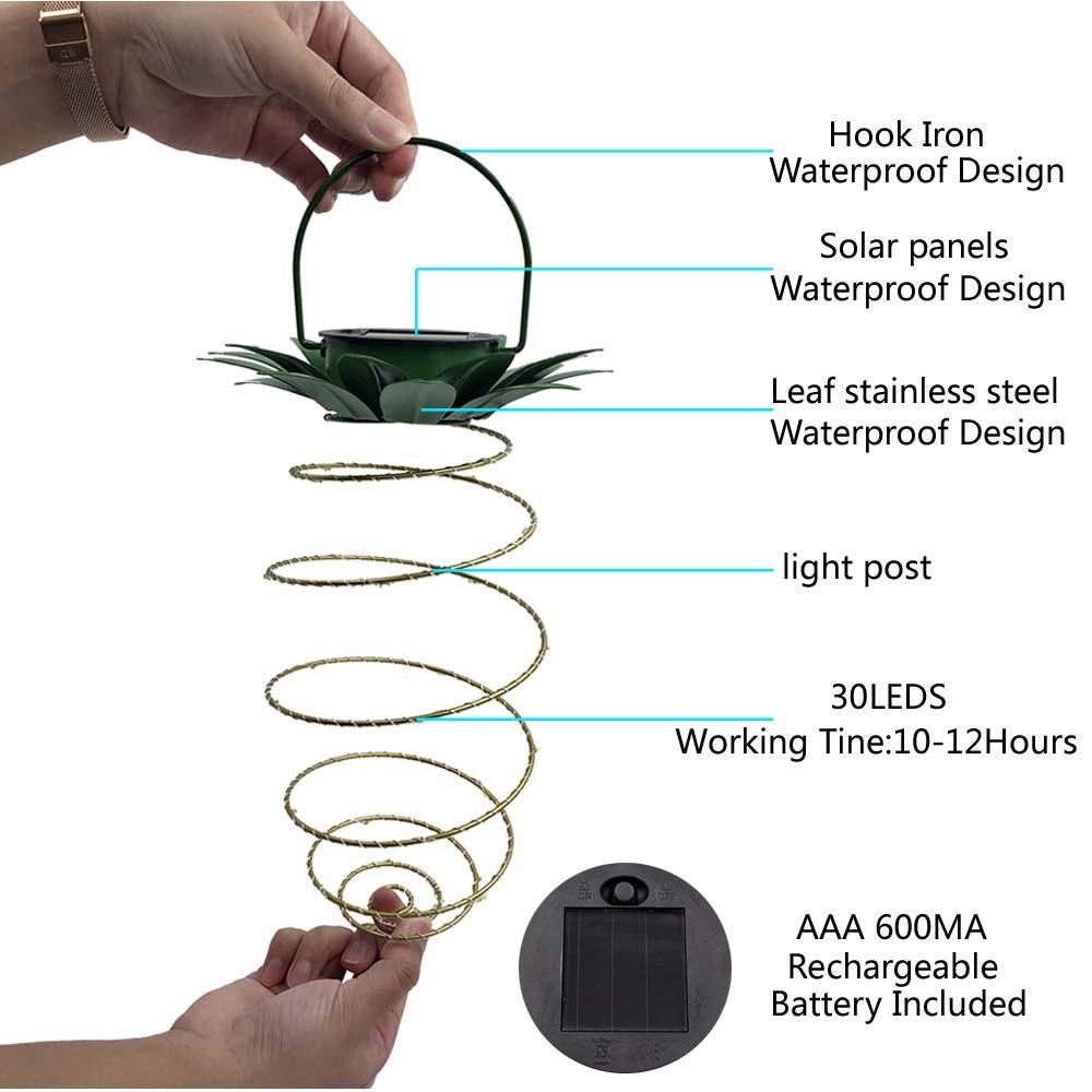 LED Solar Garden Lights Pineapple Fairy String Hanging Lantern Outdoor Waterproof Solar Lamp for Festival Home Garden Decoration