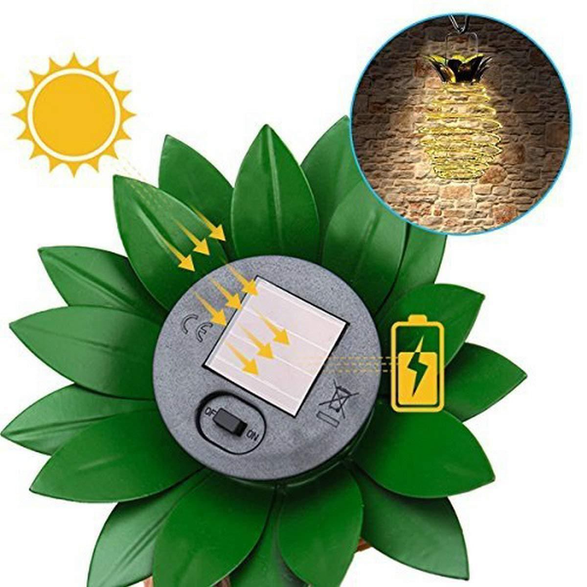 LED Solar Garden Lights Pineapple Fairy String Hanging Lantern Outdoor Waterproof Solar Lamp for Festival Home Garden Decoration