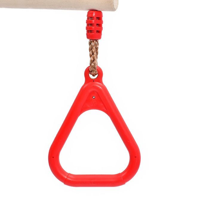Multifun Tion Kids Adult Wood Trapeze Swing With Plasti  Rings-Red