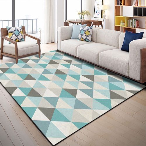 Blue Triangle Bedroom Bedside Blanket Super Soft Carpet Machine Washable