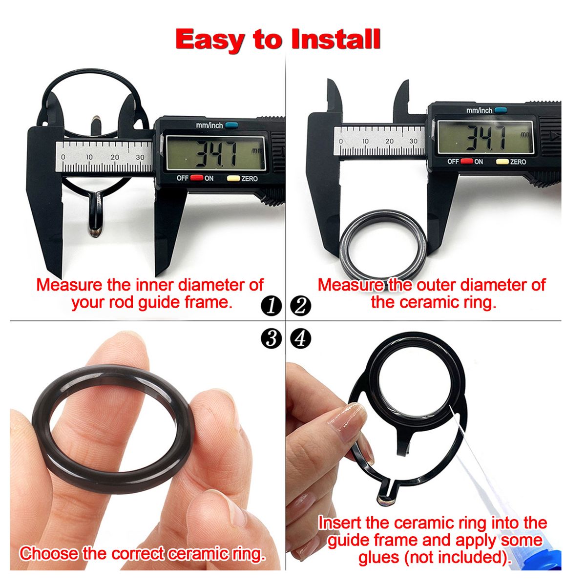 Fishing Rod Guide Repair Kit 40pcs Ceramic Guide Rings