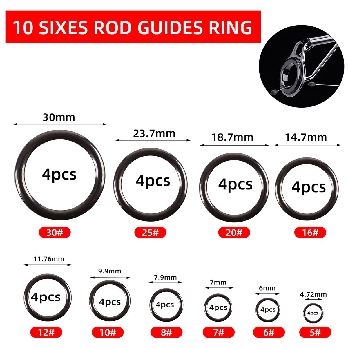 Fishing Rod Guide Repair Kit 40pcs Ceramic Guide Rings