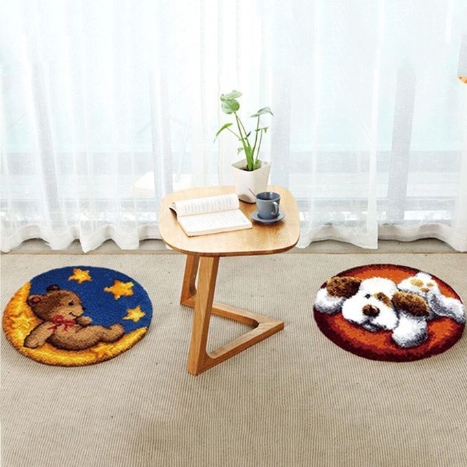 2x Round Latch Hook Rug Canvas Rug Hooking Mesh Canvas Carpet Craft