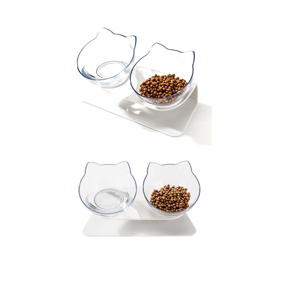 Non-slip Cat Bowl Double Bowls With Raised Stand Pet Food And Water Bowls For Cats Dogs Feeders Cat Bowl Pet Supplies Normal Color