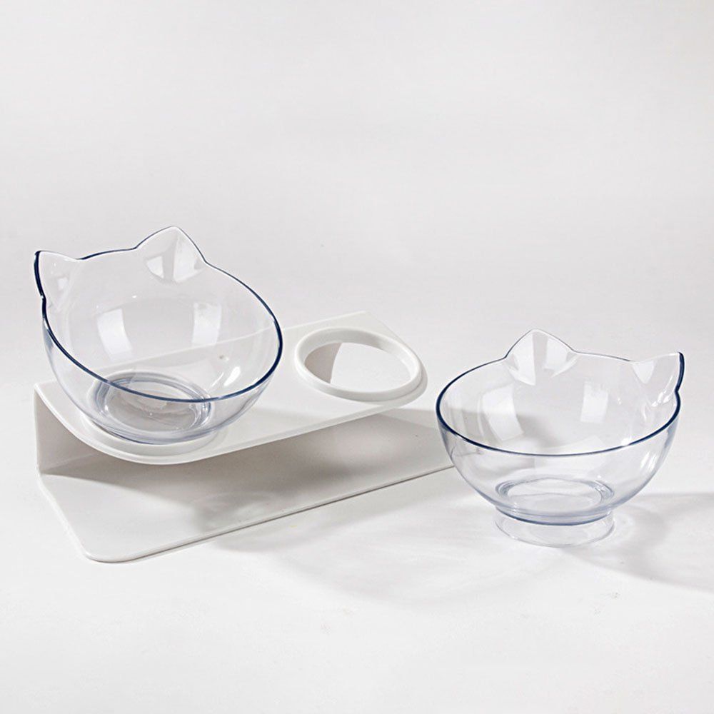 Non-slip Cat Bowl Double Bowls With Raised Stand Pet Food And Water Bowls For Cats Dogs Feeders Cat Bowl Pet Supplies Normal Color