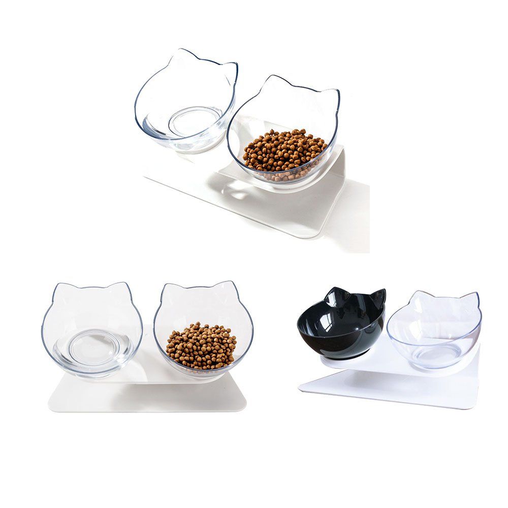Non-slip Cat Bowl Double Bowls With Raised Stand Pet Food And Water Bowls For Cats Dogs Feeders Cat Bowl Pet Supplies Normal Color