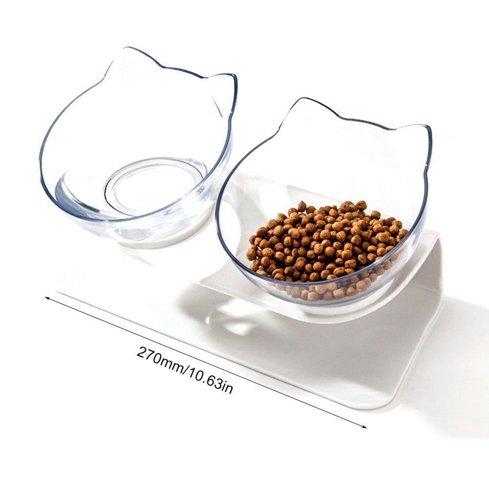 Non-slip Cat Bowl Double Bowls With Raised Stand Pet Food And Water Bowls For Cats Dogs Feeders Cat Bowl Pet Supplies Normal Color