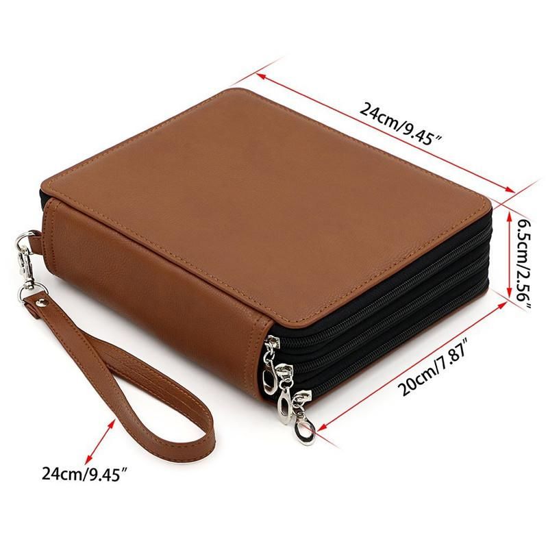 Hot Sale 120 Hole Leather Pencil Case Art Sketch Brush Color Lead 120 Color Storage Pen Curtain Stationery Box