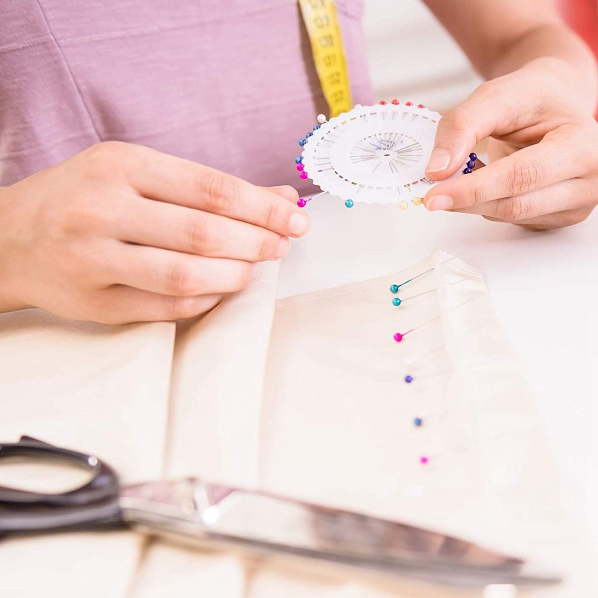 480 Pcs Color Dressmaker Straight Pins With Pearlized Ball