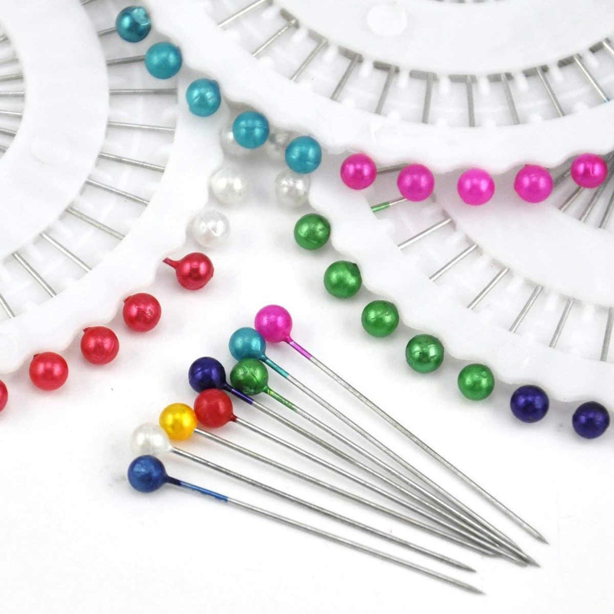 480 Pcs Color Dressmaker Straight Pins With Pearlized Ball