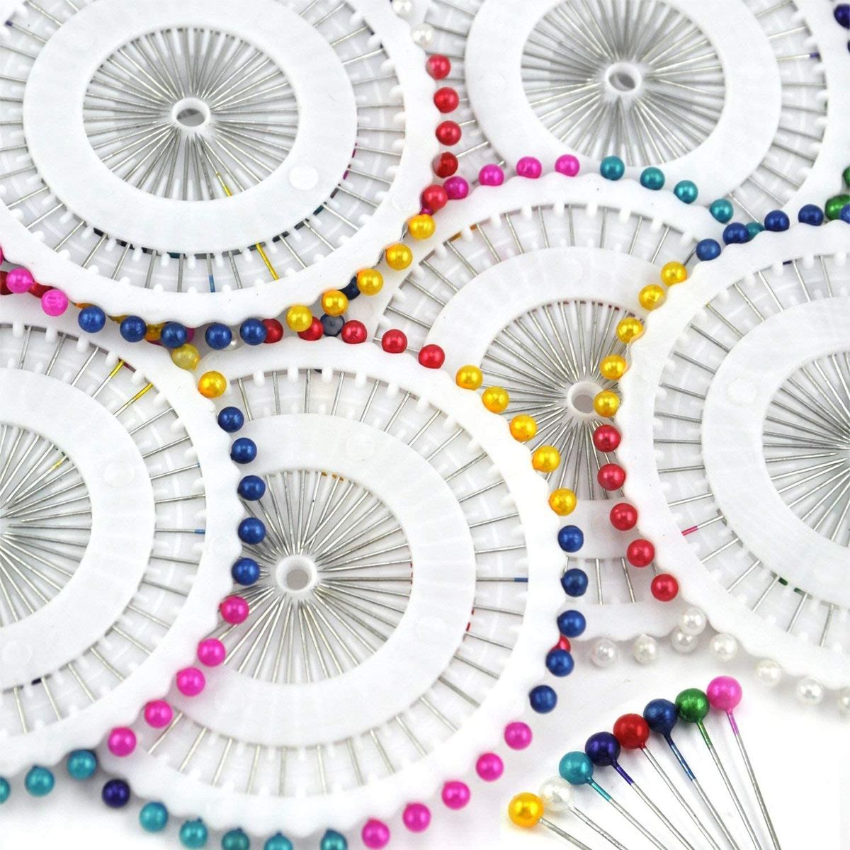 480 Pcs Color Dressmaker Straight Pins With Pearlized Ball