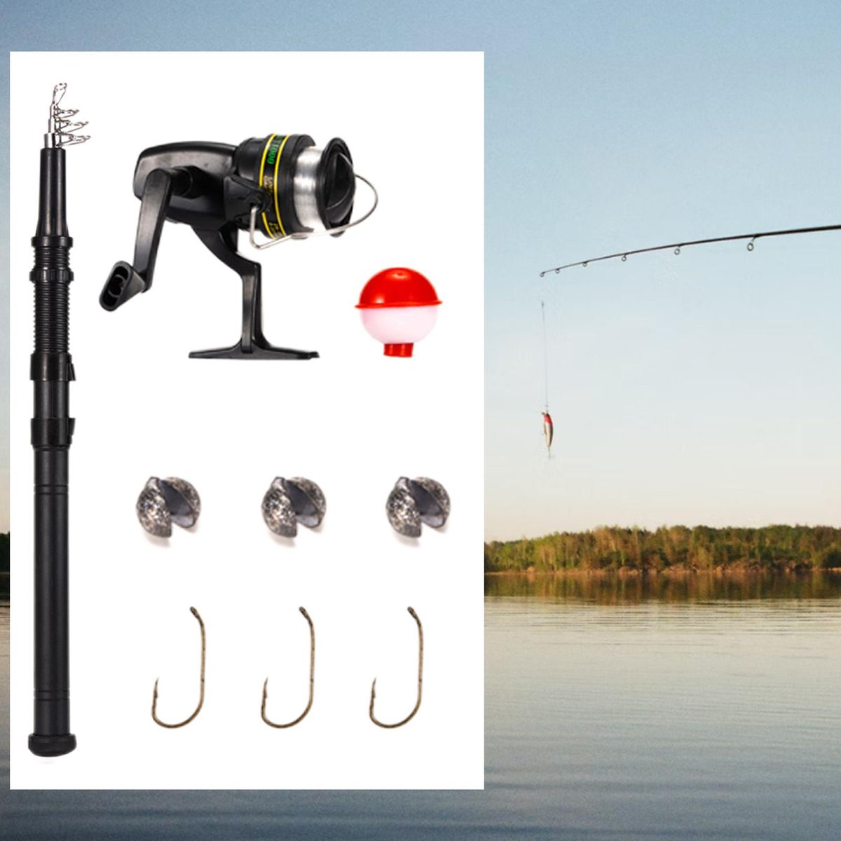 Telescopic Reel And Fishing Rod Combo And Line Sea For