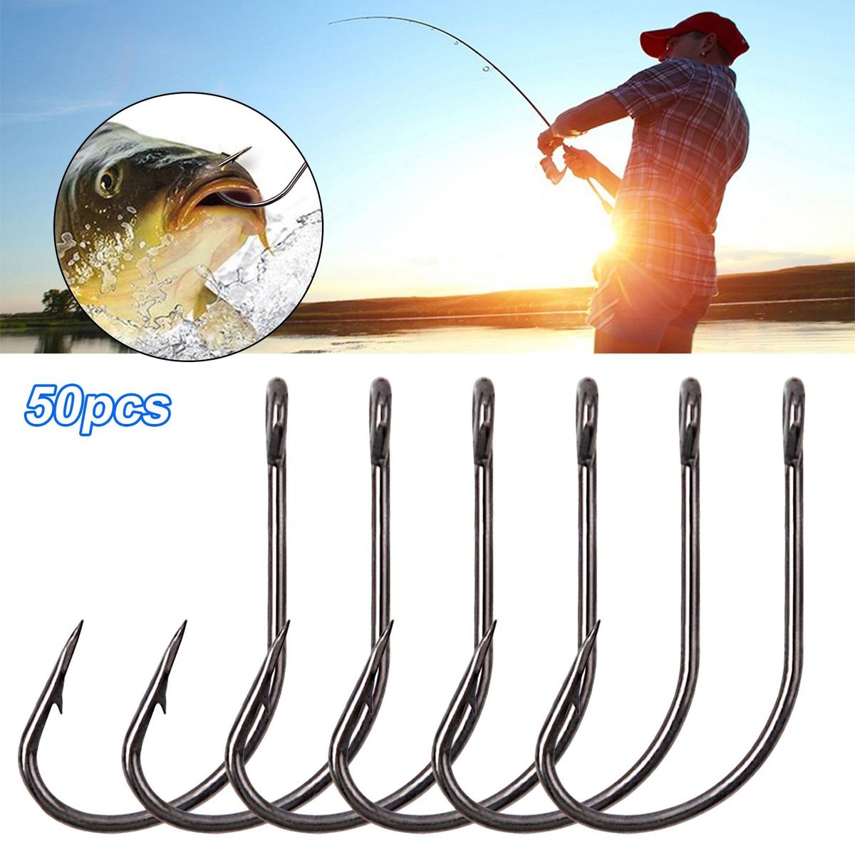 50Pcs Barbed Fishhooks Fishing Hooks Accessory