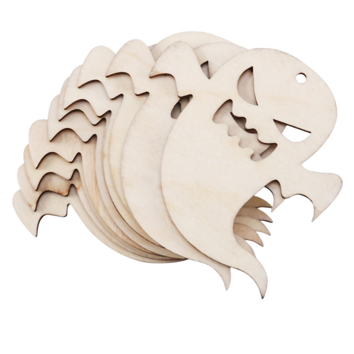 10pcs Wooden Embellishments Halloween Snicker Ghost Pattern