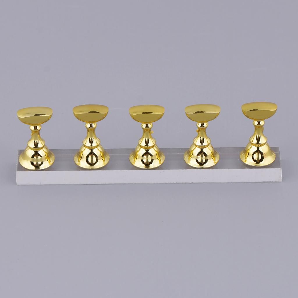 5x Acrylic False Nail Tips Practice Display Stand Holder For Golden