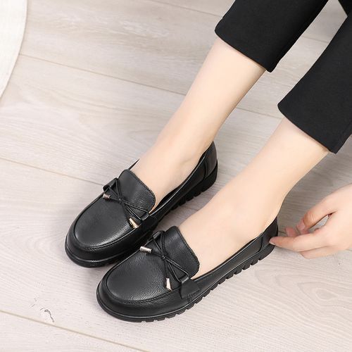 Women's Leather Flat Shoes With Leather Soft Bottom And Non-slip Are Comfortable