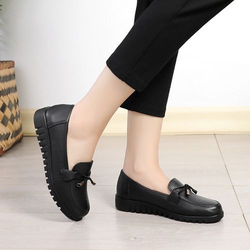 Women's Leather Flat Shoes With Leather Soft Bottom And Non-slip Are Comfortable