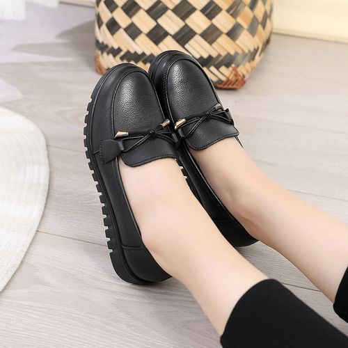 Women's Leather Flat Shoes With Leather Soft Bottom And Non-slip Are Comfortable