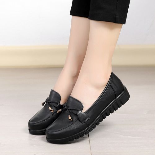 Women's Leather Flat Shoes With Leather Soft Bottom And Non-slip Are Comfortable