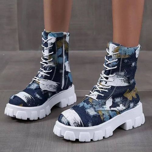 Denim Canvas Boots For Women