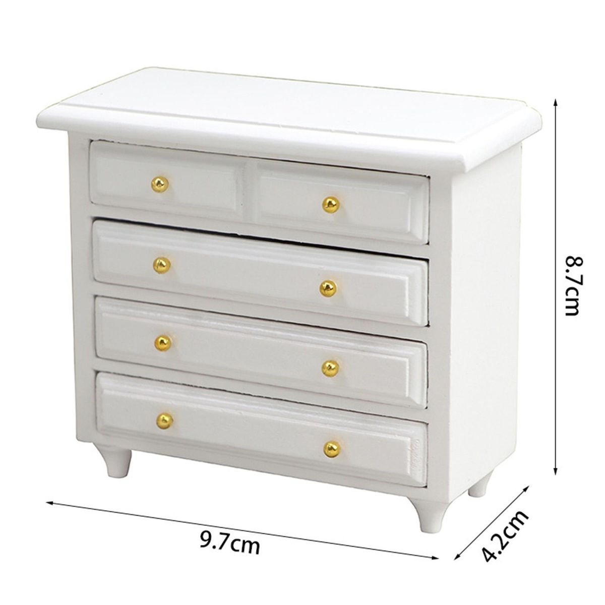 Dollhouse Cabinet Mini Bedroom Wooden Bed Side Cabinet Play House Toy White