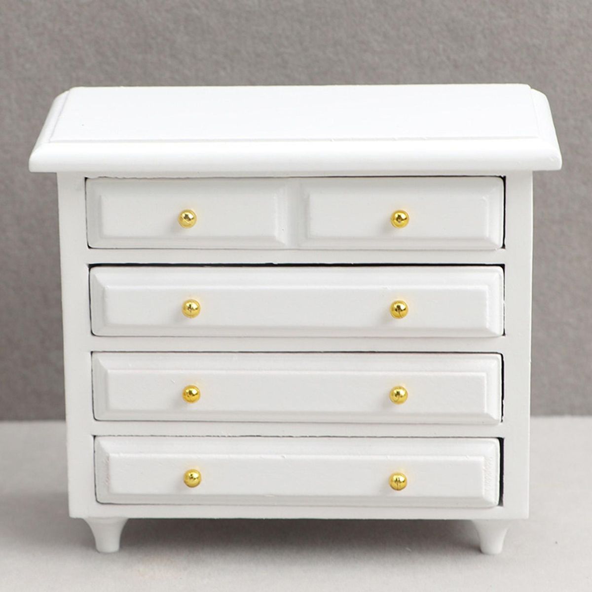 Dollhouse Cabinet Mini Bedroom Wooden Bed Side Cabinet Play House Toy White