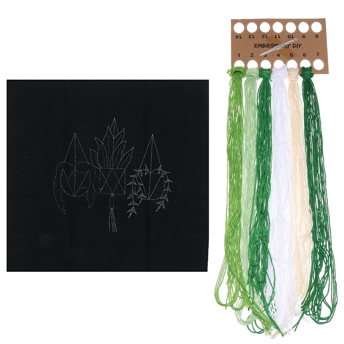 DIY Embroidery Starter Kit Plant Pattern Cross Stitch Needlework Without Hoop Pattern 1
