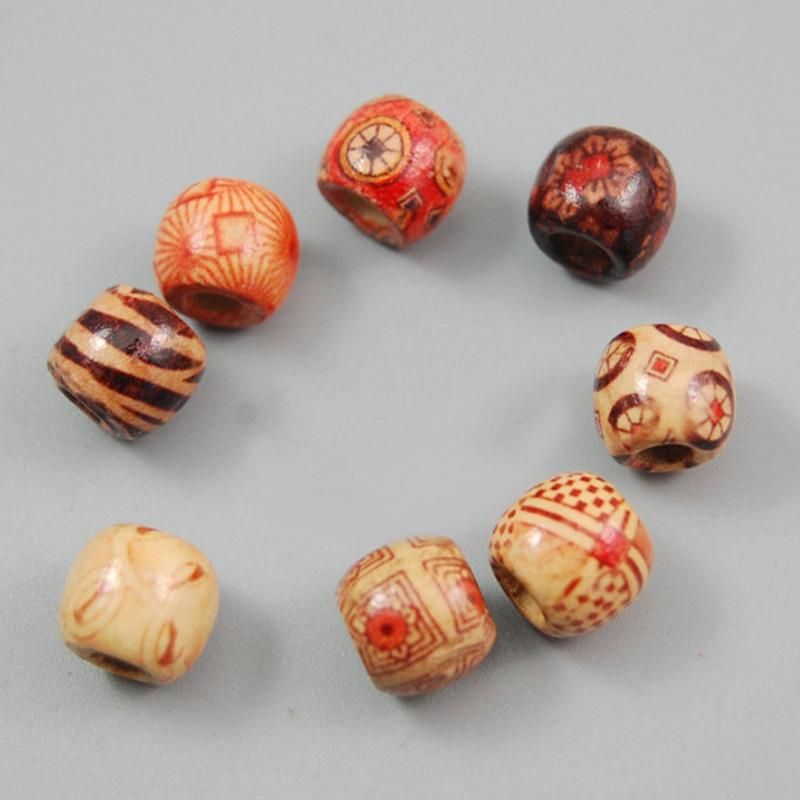 100 Pcs Round Wooden Beads 12 mm With 10 m Jewelry