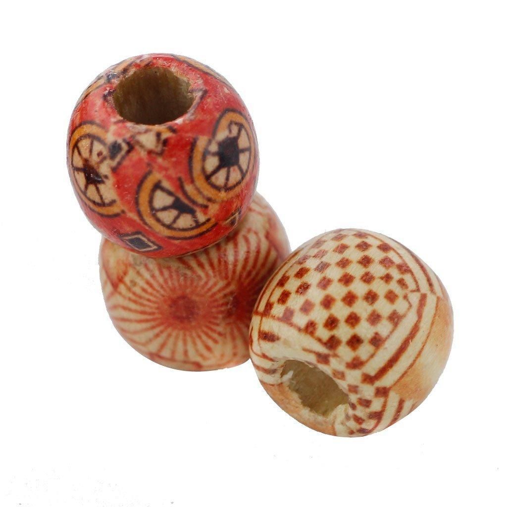 100 Pcs Round Wooden Beads 12 mm With 10 m Jewelry
